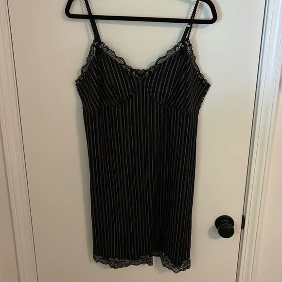 Soma Silver and Black Striped Lace Nightie - Picture 1 of 4